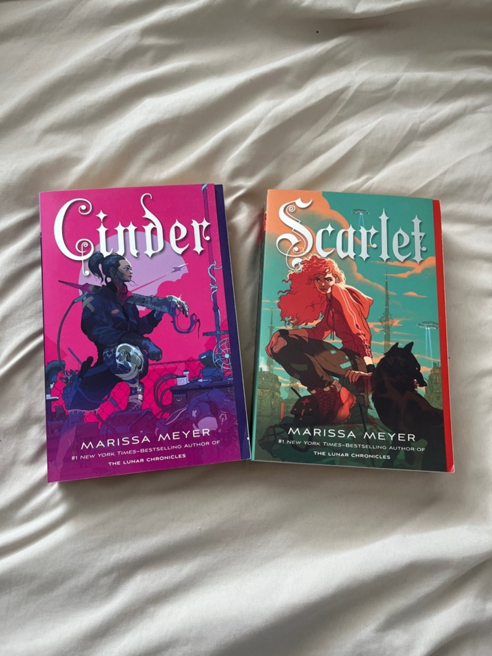 Cinder & Scarlet by Marissa Meyer — Pink and Teal YA Paperback Set